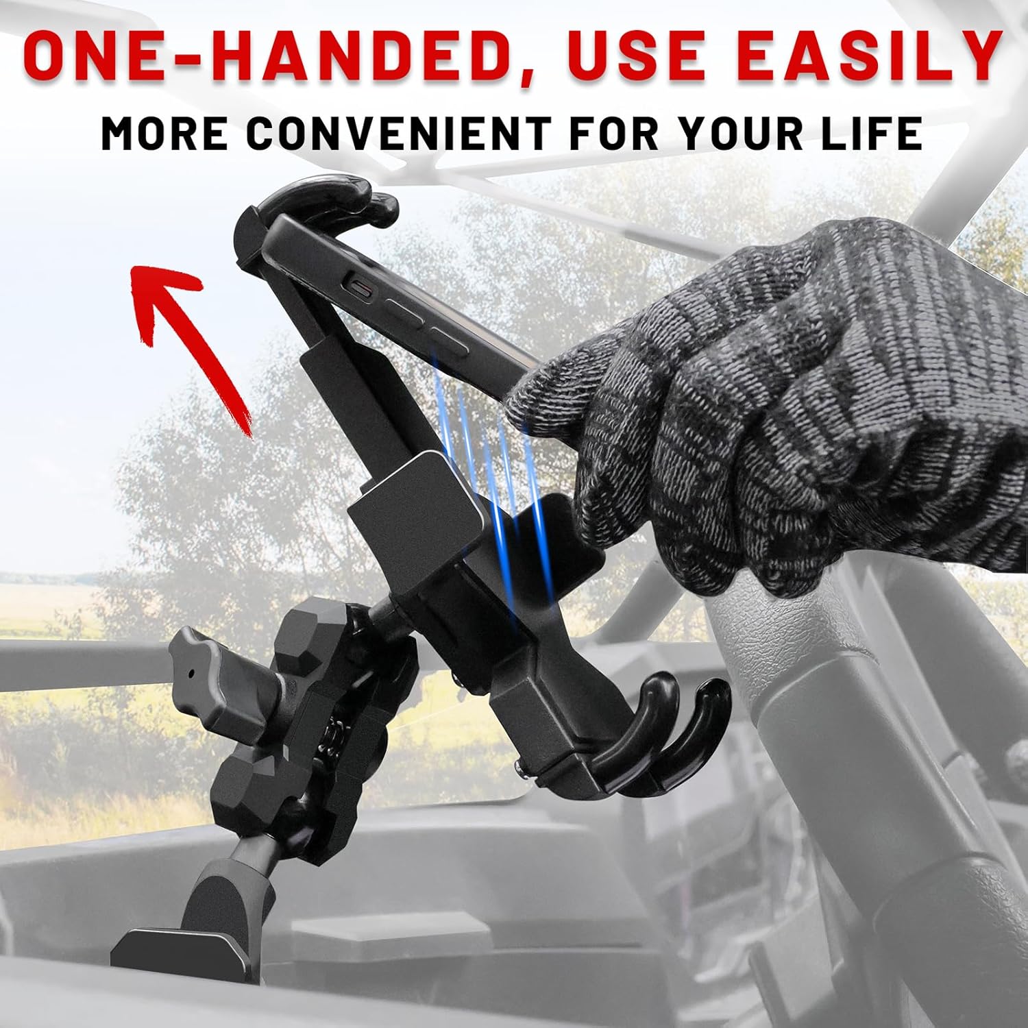 StarknightMT RZR Phone Mount Upgraded Compatible with 2025-2019 Polaris RZR XP 1000/ XP 4 1000 Holder Double 360 Degree Adjustable Door Panel Cell Phone Fits 5.8 Inch to 8.6 Inch Phones