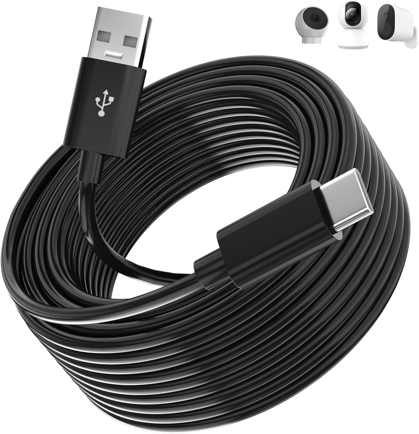 26FT USB C Cable,8M Long Power Extension Cord Black