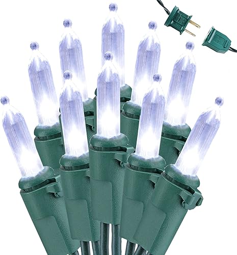 Brizled Luces de Navidad, 33 pies, 100 LED Conectables de Extremo a Extremo, Mini Luces de Cadena de Navidad, 120V Certificadas UL, Blanco Frío, Luz