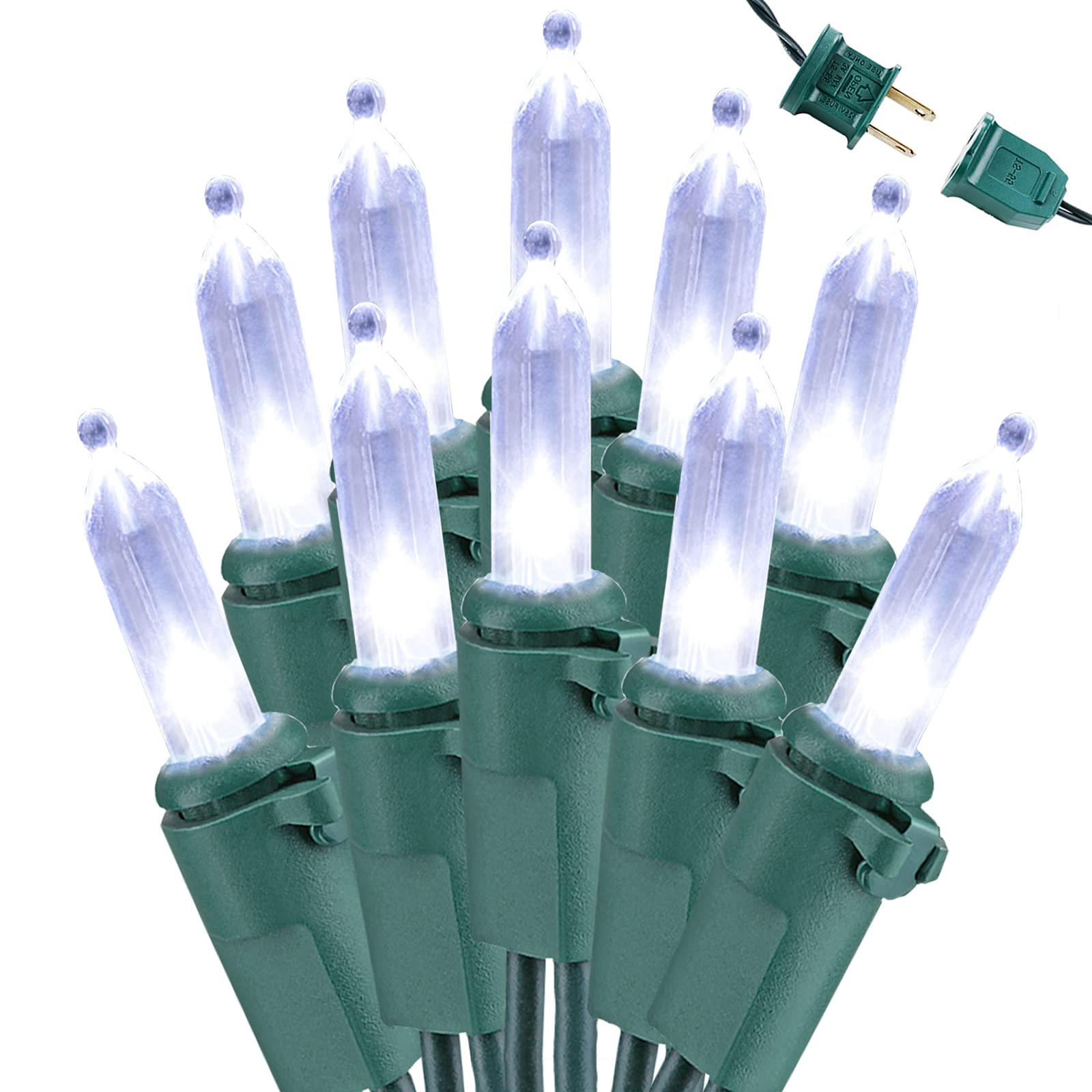 Brizled Christmas Lights, 33ft 100 LED End to End Connectable Mini Christmas String Lights, 120V UL Certified Cool White Xmas Tree Light Indoor Outdoor Mini Light Set for Xmas Tree Party Wedding Decor