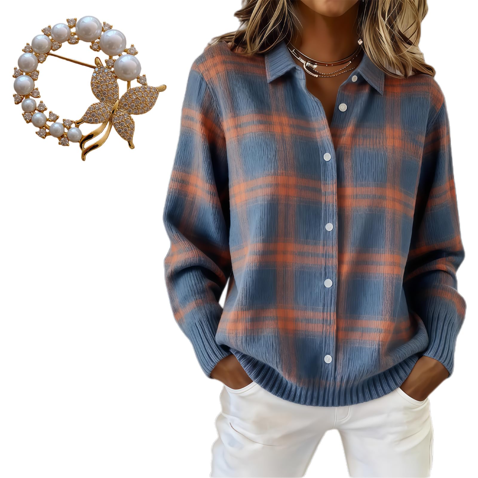 Womens Plaid Print Casual Cotton Buttoned Cardigan Sweater Plaid Cropped Cardigans for Women