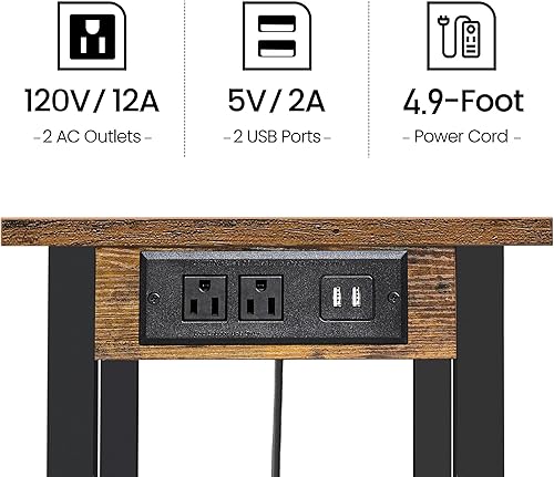Miniatura 5 de TUTOTAK Soporte de impresora de 2 niveles, carrito de impresora rodante, mesa de impresora con ruedas, marrón PS01BB001