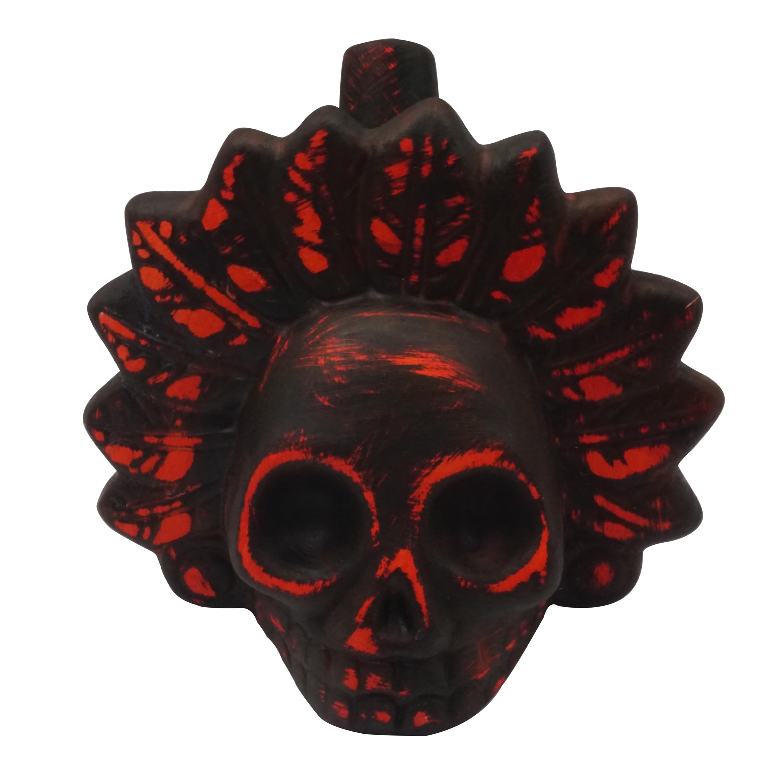 Silbato Azteca de la Muerte, 125 dB+ Sonidos Humanos Gritando, Fiesta Temática de Halloween, Silbato de Calavera Humano Fuerte Gritando Azteca (Negro y Anaranjado)