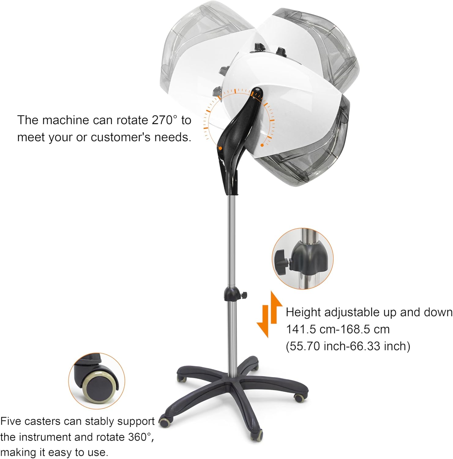 Elitzia Ionic 1000W Professional Hooded Hair Dryer Salon Standard Hair Drying Machine with Two Speed and Heat Settin Efficient Uniform Drying Heating Device for Home and Salon ET194 White - Image 7