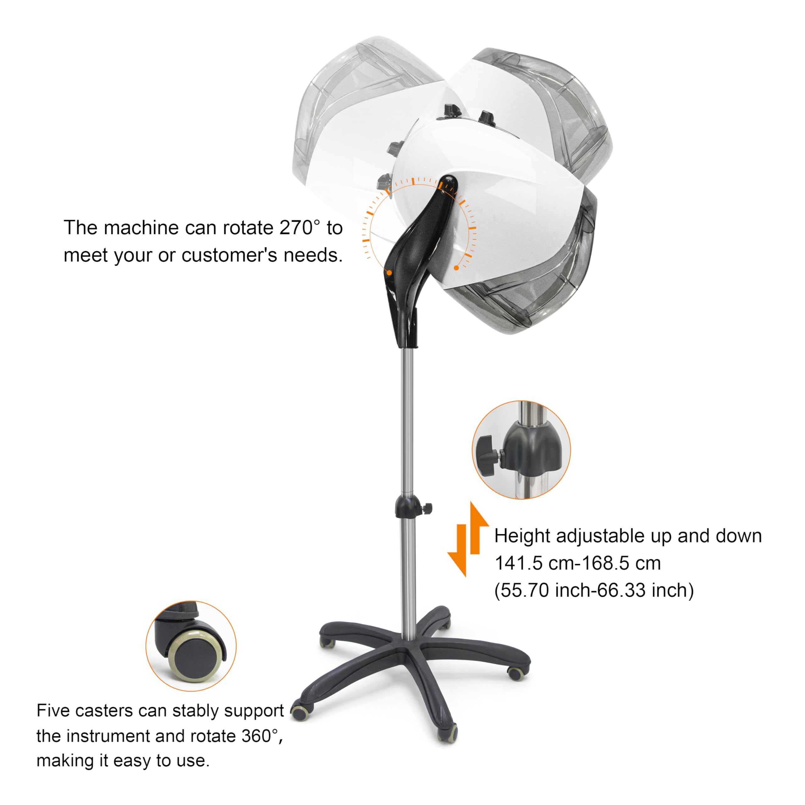 Ionic - Secador de pelo profesional con capucha de 1000 W, máquina de secado de pelo estándar con dos velocidades y calor, dispositivo de calefacción uniforme eficiente para el hogar y el 7
