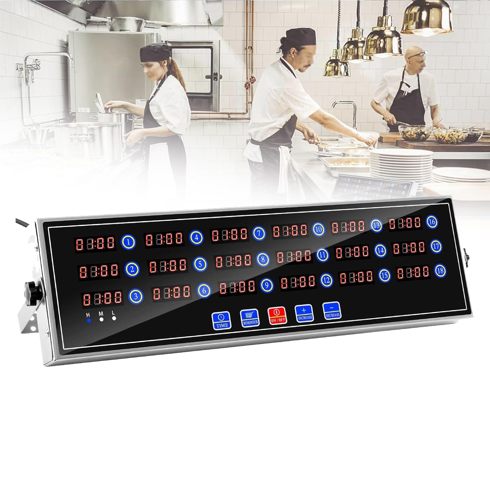 Temporizador de Cocina Comercial de 18 Canales, Temporizador Digital LED para cocinar, Volumen de Alarma Alto, con función de Memoria