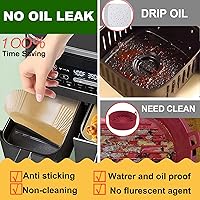 Vista 7 de Revestimientos rectangulares para freidora de aire para canasta doble de 6 cuartos de galón, doble forro doble Ninja desechable, 200 piezas de forro