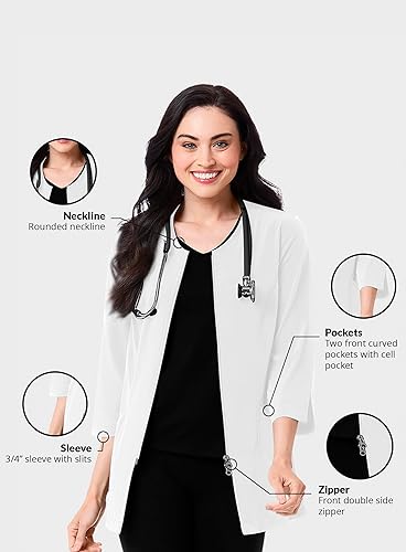 Vista 6 de Maevn Smart Lab Coats - Chaqueta de laboratorio con manga de 34 pulgadas para mujer