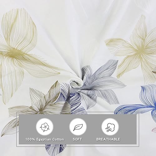 Miniatura 5 de Helthep Funda de edredón tamaño Queen, 100% algodón egipcio lavable de 600 hilos, tamaño Queen (90 x 90 pulgadas), con 2 fundas de almohada (20 x 26