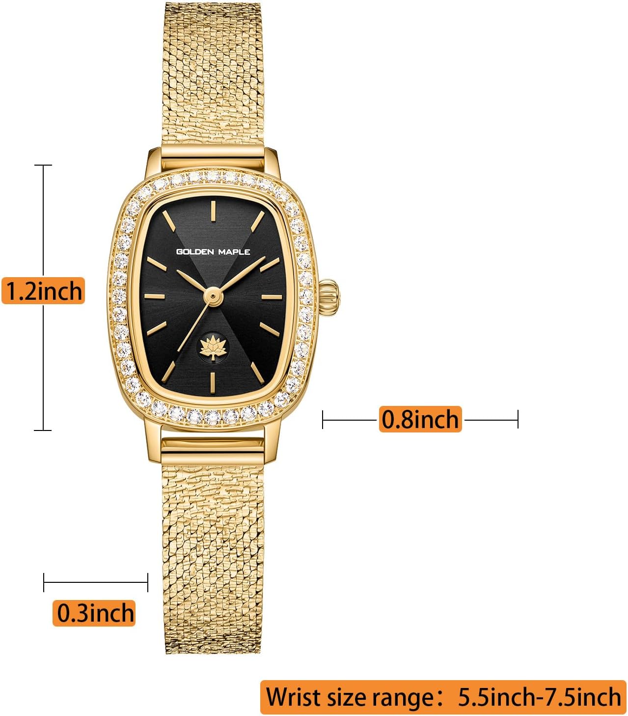 GOLDEN MAPLE Watches for Women, Dainty Gold Watch with Small Stainless Steel Case, Quartz Movement and Water Resistant, Adjustable Mesh Band - Image 6