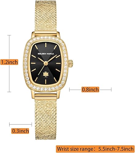 Miniatura 6 de GOLDEN MAPLE Watches for Women, Dainty Gold Watch with Small Stainless Steel Case, Quartz Movement and Water Resistant, Adjustable Mesh Band