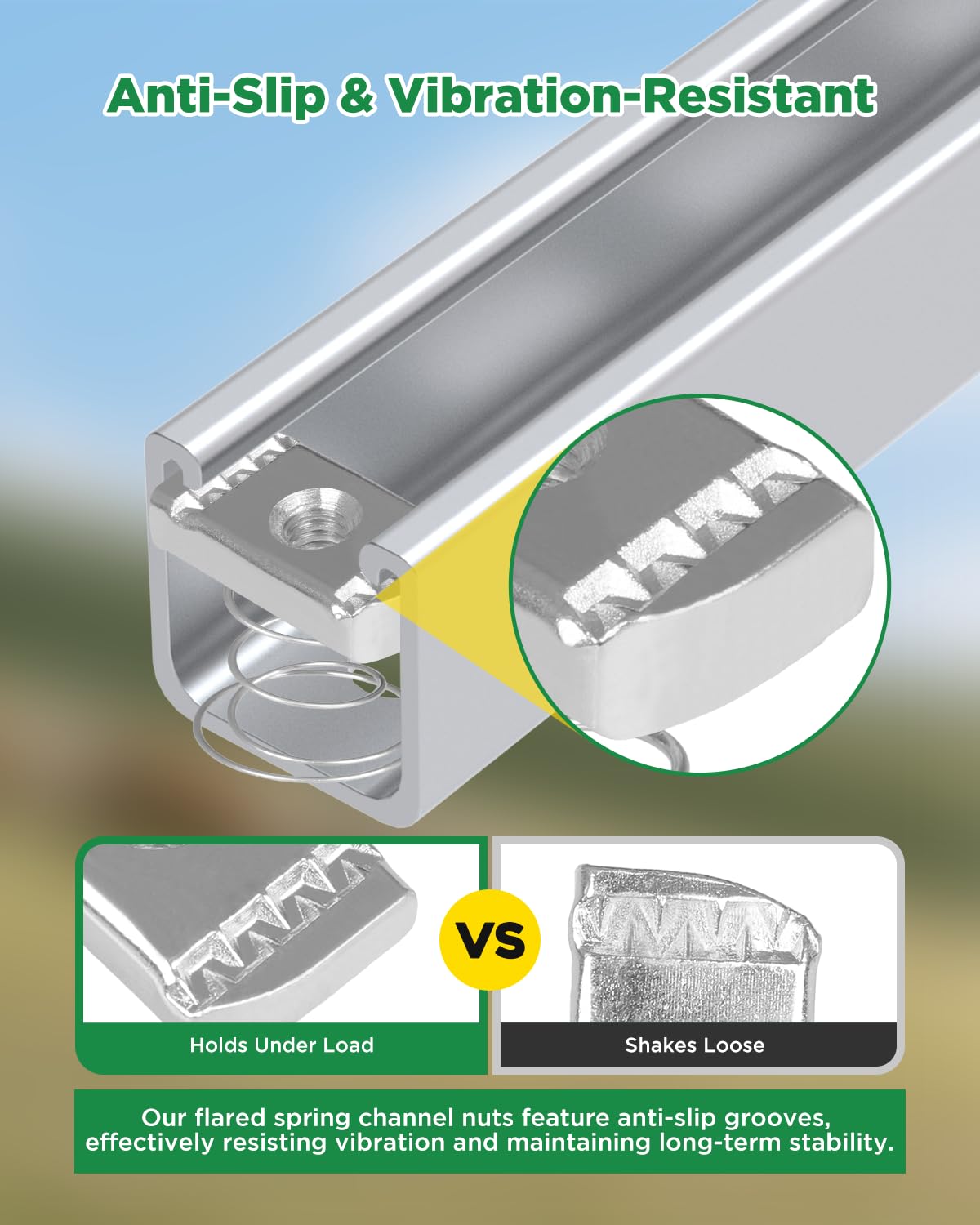 3/8"-16 Flared Spring Channel Nuts - 100 Pcs, 8 mm Thickened Strut Channel Cone Nut, Compatible with Strut Channel Support Systems, Solar Panel Mounting (100 Pcs)