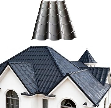 Metal Asphalt Roofing Shingles, Architectural with Steel Base, Heavy Duty Ceiling Insulated Panels, Corrugated Roof Tiles, for Home/Villa/Garden RoofsGray,10pcsGray,20pcs