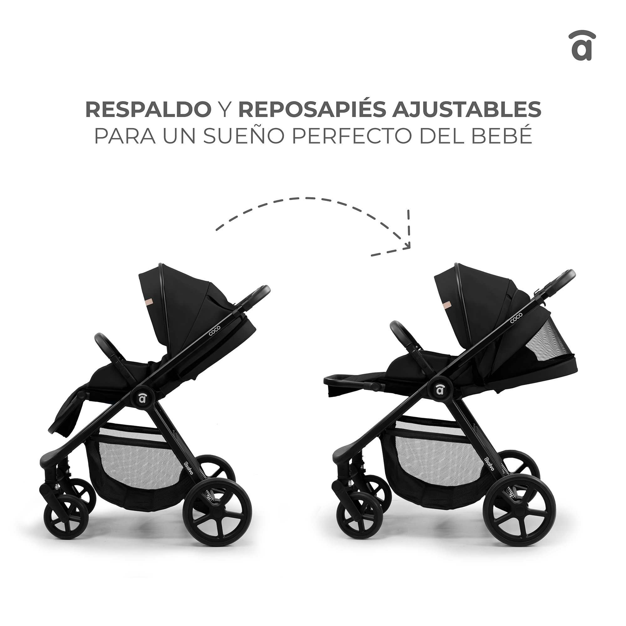 ASALVO Carrito Bebé 2 en 1 con Capazo y Silla de Paseo, Hasta 22 kg, Plegado Libro Compacto, Suspensión Total, Arnés de 5 Puntos, Dúo Coco Verde