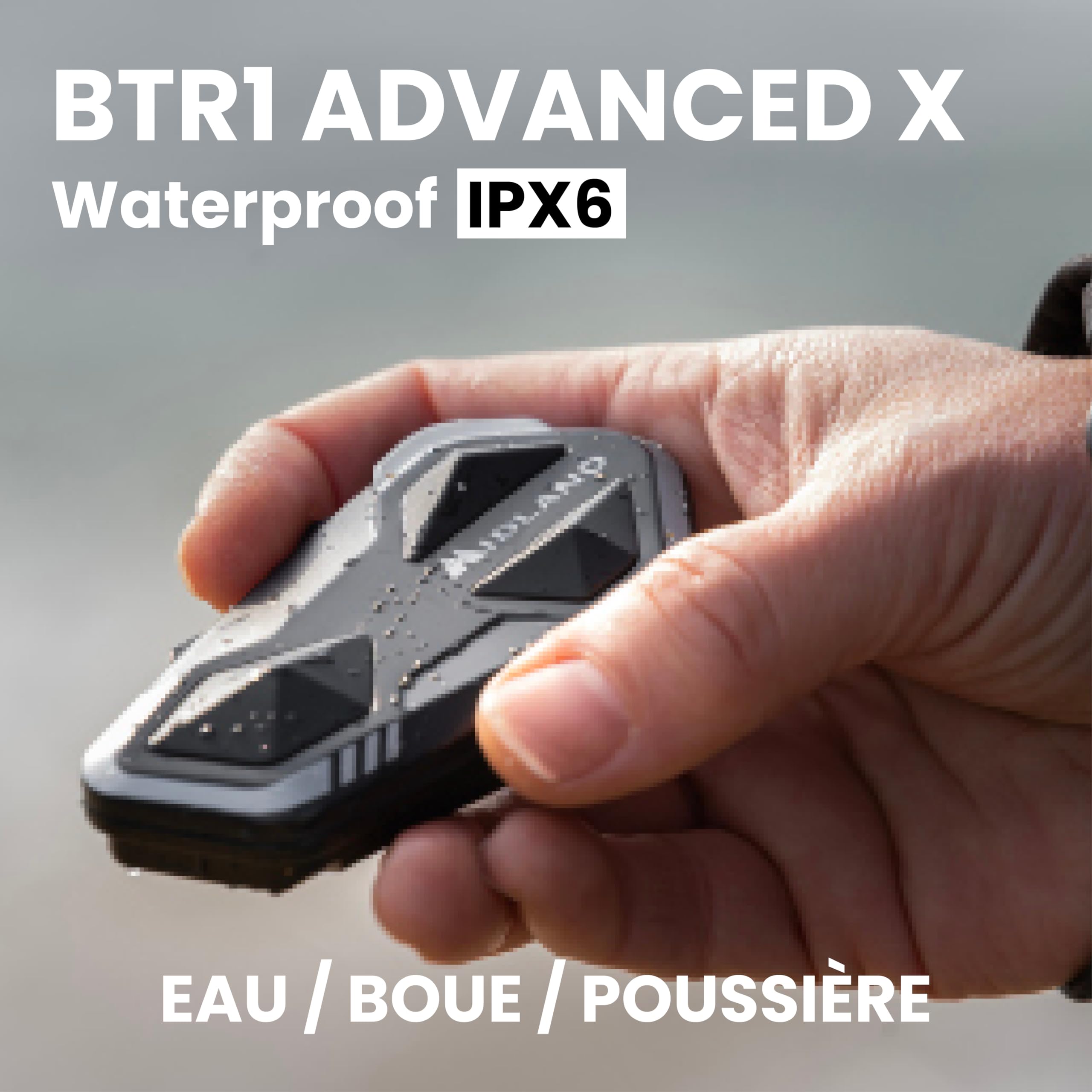 Midland- Intercom Moto BTR1 Individuel, Écouteurs Bluetooth sans Fil Casque Moto Étanche IPX6 Portée 800m, 4 Personnes Conference, Batterie 23H, Parallel Audio Connexion GPS/Musique Conforme ECE 22.06