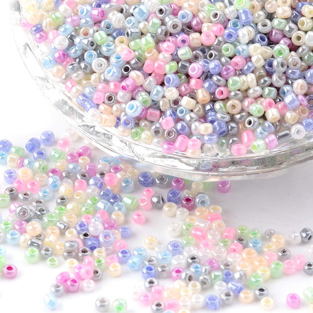 Pandahall 12/0 Glass Seed Beads Round 30000pcs Small Ceylon Loose Beads Spacers Pony Beads for Jewelry Making, Hole:1mm