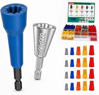 Wire Twister Tool for Drill with 330PCS Electrical Wire Connectors Kit, 1/4" Hex Shank Wire Nut Twister, 5 Sizes Color-Coded Wire Connector Nuts with Storage Case for Home Wiring & DIY Repairs