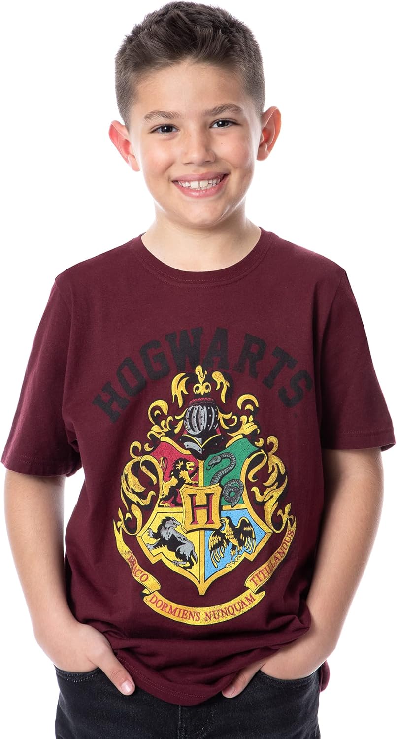 Youth Boys' Harry Potter Hogwarts Crest Short-Sleeve T-Shirt (X-Small)