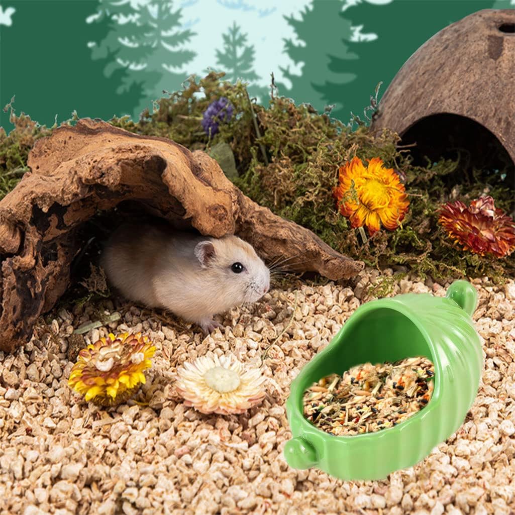 Ceramic Hamster Hideout, Hamster Hut Hideout Habitat Decor， Adorable Bathtub Shape Hamster House and Habitats Cool Bed Ideal for All Season， Suitable for Gerbils Hamsters Mice Mini Animals