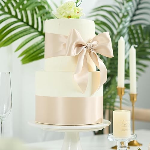 Miniatura 3 de Cinta de satén de doble cara champán de 3 pulgadas, cinta gruesa de seda champán para decoración de bodas, envoltura de regalos, recuerdos de