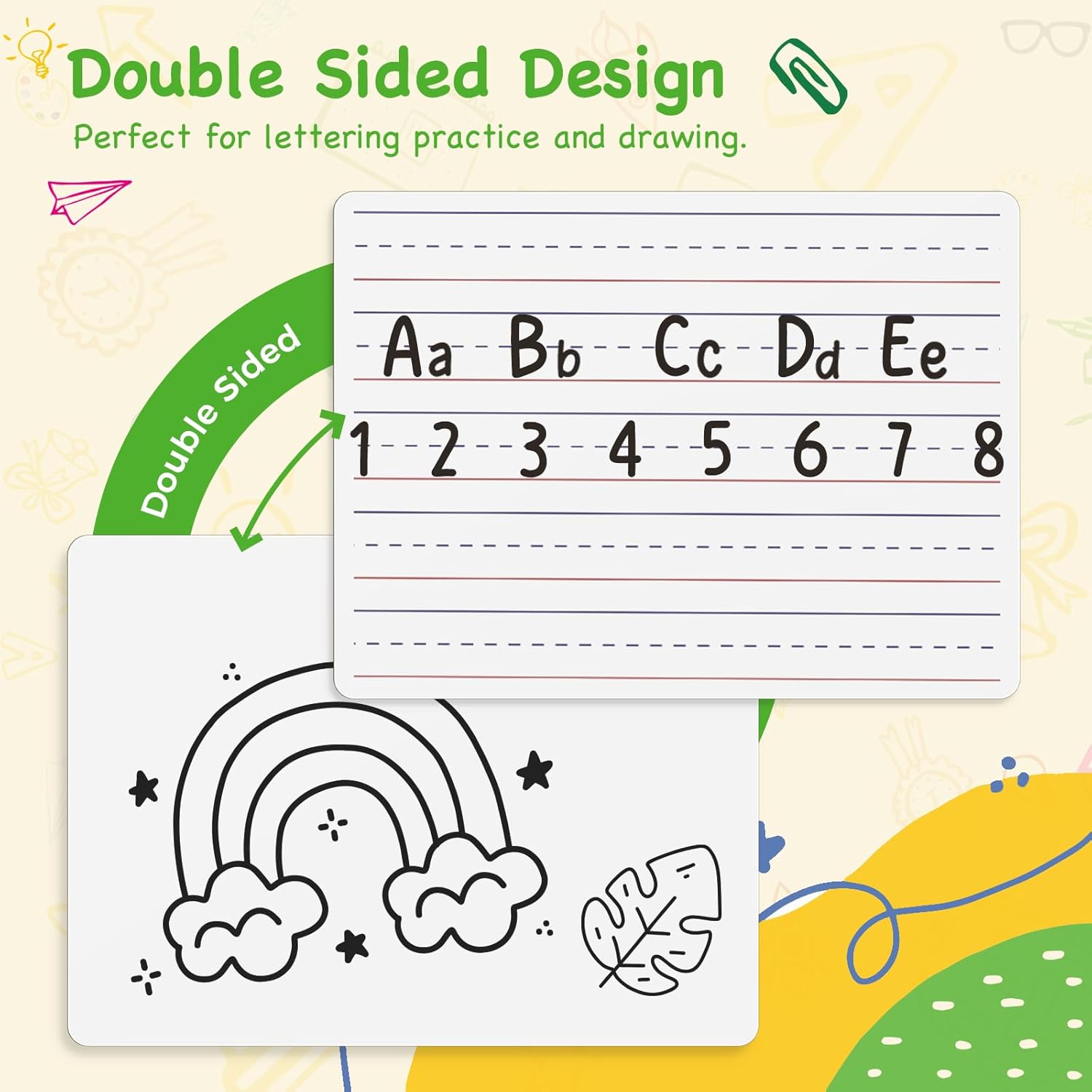 Ohuhu 25 Pack Lined/Plain Dry Erase Boards - 9"x12" Double-Sided White Board Class Set - Includes 25 Mini Whiteboards 25 Black Markers and 25 Erasers for Classroom School Office Students Teachers