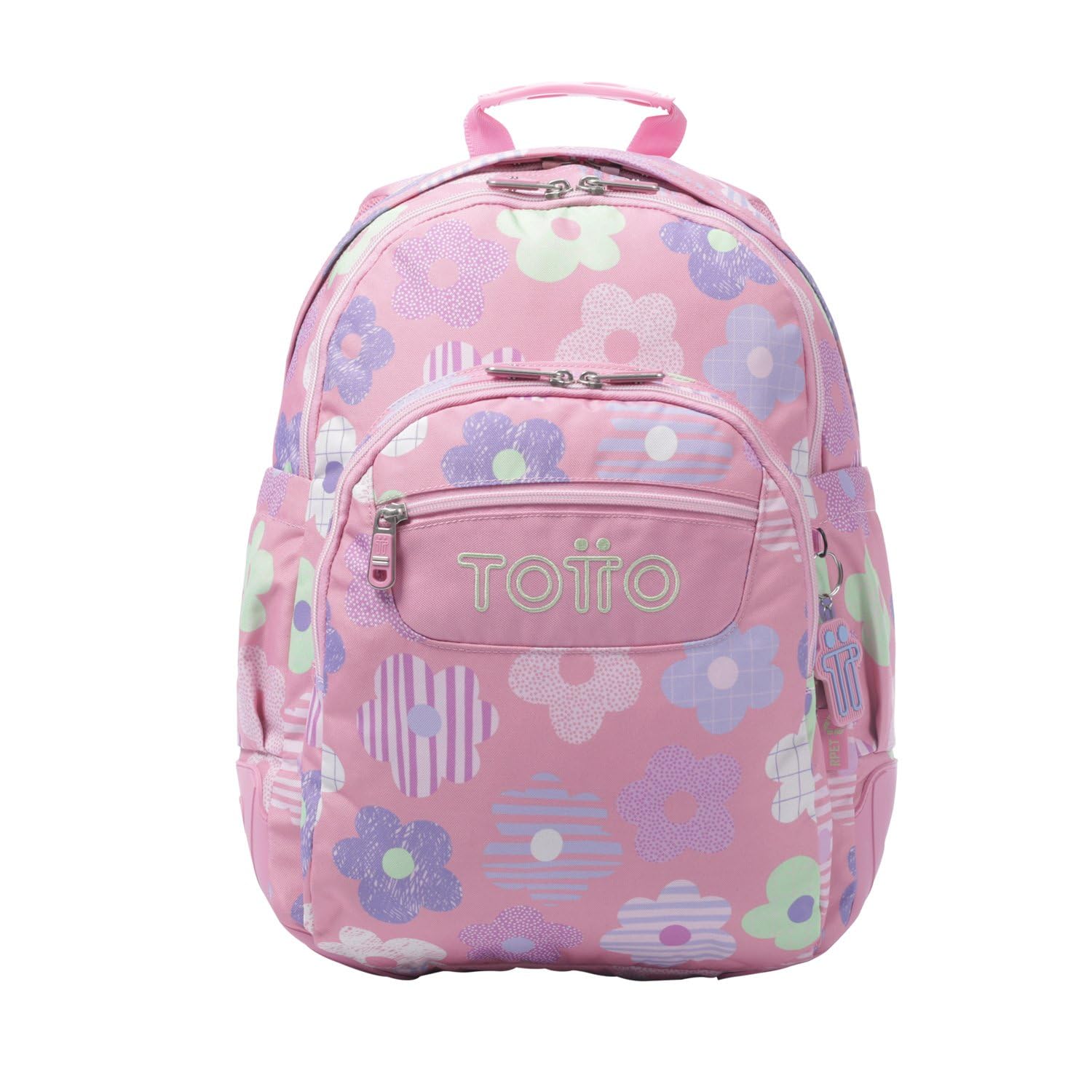 TOTTO Mochila Escolar Grande, Modelo Rayol, Capacidad 19 L, 3 Compartimentos, 2 Bolsillos Botella, Bolsillo para PC 14", Espaldar Ergonómico con Flujo de Aire, Correas en S, Estampado Margaly