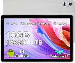 Ainmel Tablet 10 inch, Android 14 Tablets 16GB+128GB(TF 1TB), 8 Core, 5G/2.4G WiFi 6.0, 5000mAh, 5MP+8MP Camera, 1280 * 800 HD Touchscreen 10.36" Tablet PC, 2 Speaker (Silver)