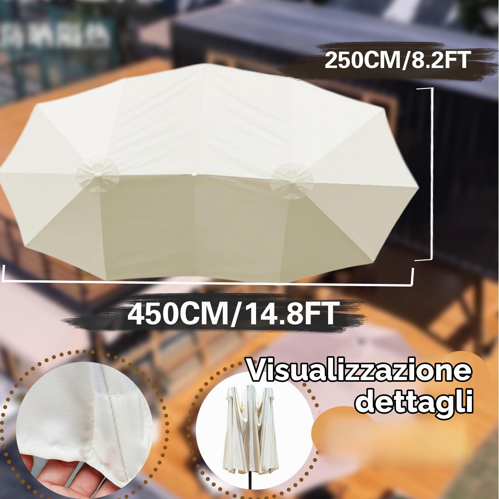 Ombrelloni da esterno sostituzione coperchio,Ombrellone a tre teste sostituzione coperchio,Ombrellone doppio sostituzione coperchio,Ombrellone da giardino sostituzione coperchio(Esclusi telaio e base)