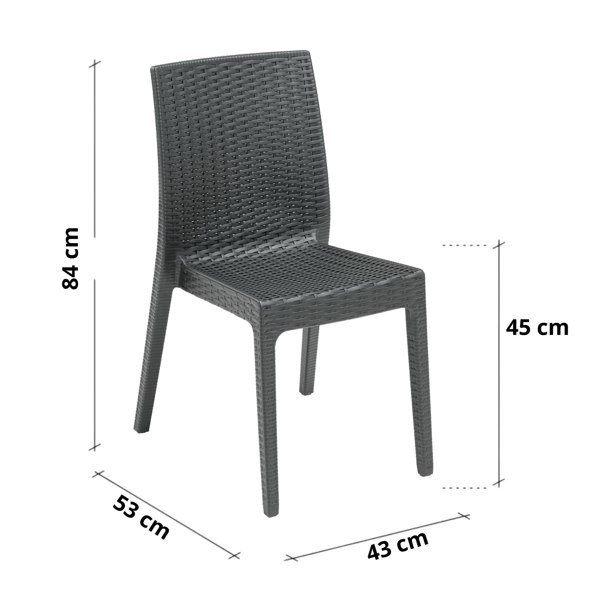 HOUSE COLLECTION zestaw ogrodowy 6 krzeseł 1 stół rattan antracyt