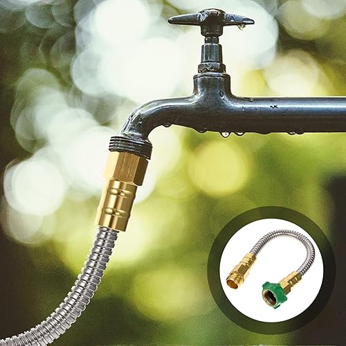 Miniatura 9 de Yardwe Extensor de agua Extensión de manguera de jardín Conector de manguera de acero inoxidable Manguera de agua Manguera de agua Manguera de agua