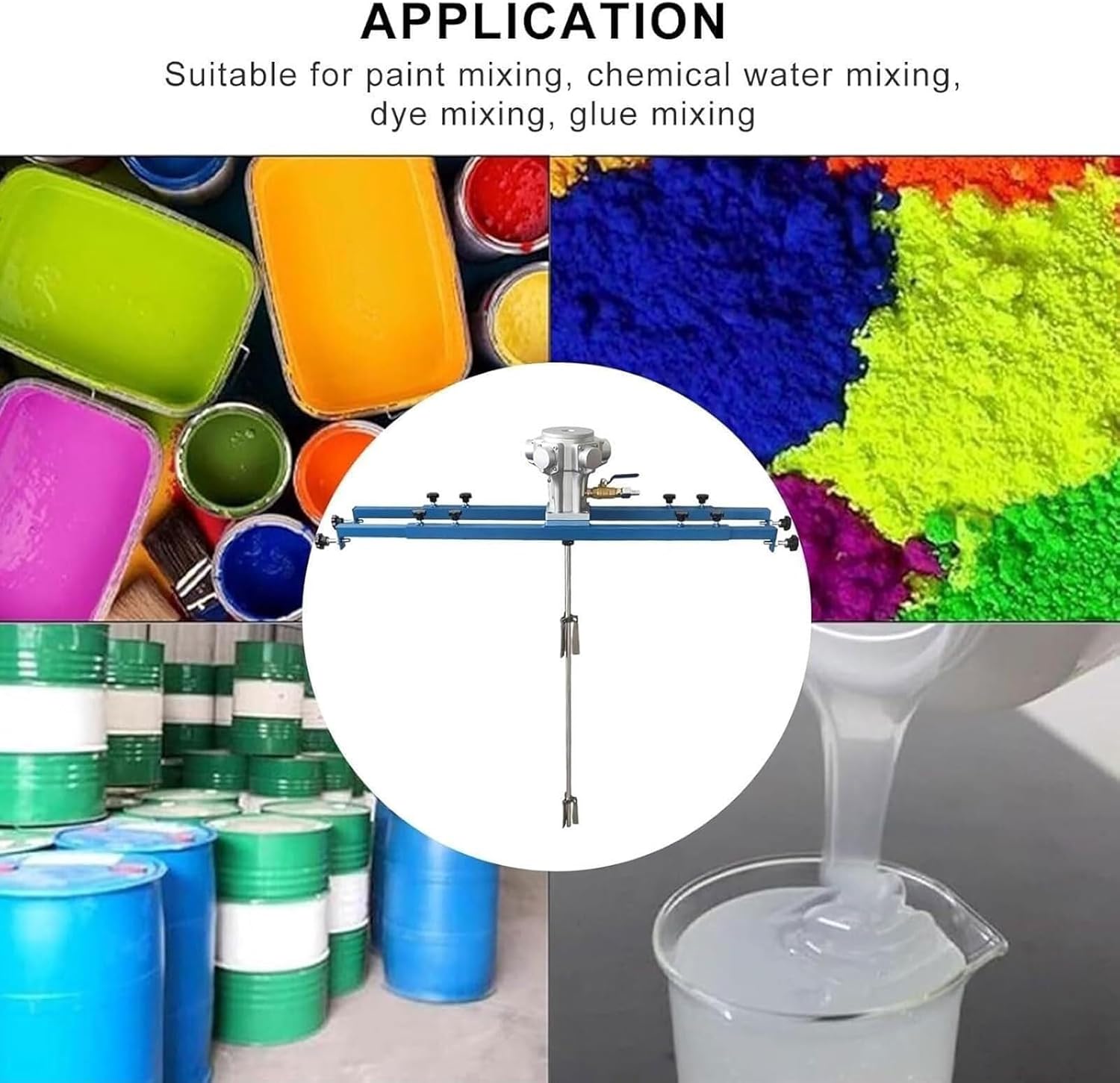 Pneumatic Paint Mixer, 1 Ton/1000L Bracket IBC Air Agitators with Folding Propeller, 265 Gallon Air Motor, Paint Stirring Machine Tool for Ink, Paint, Coating
