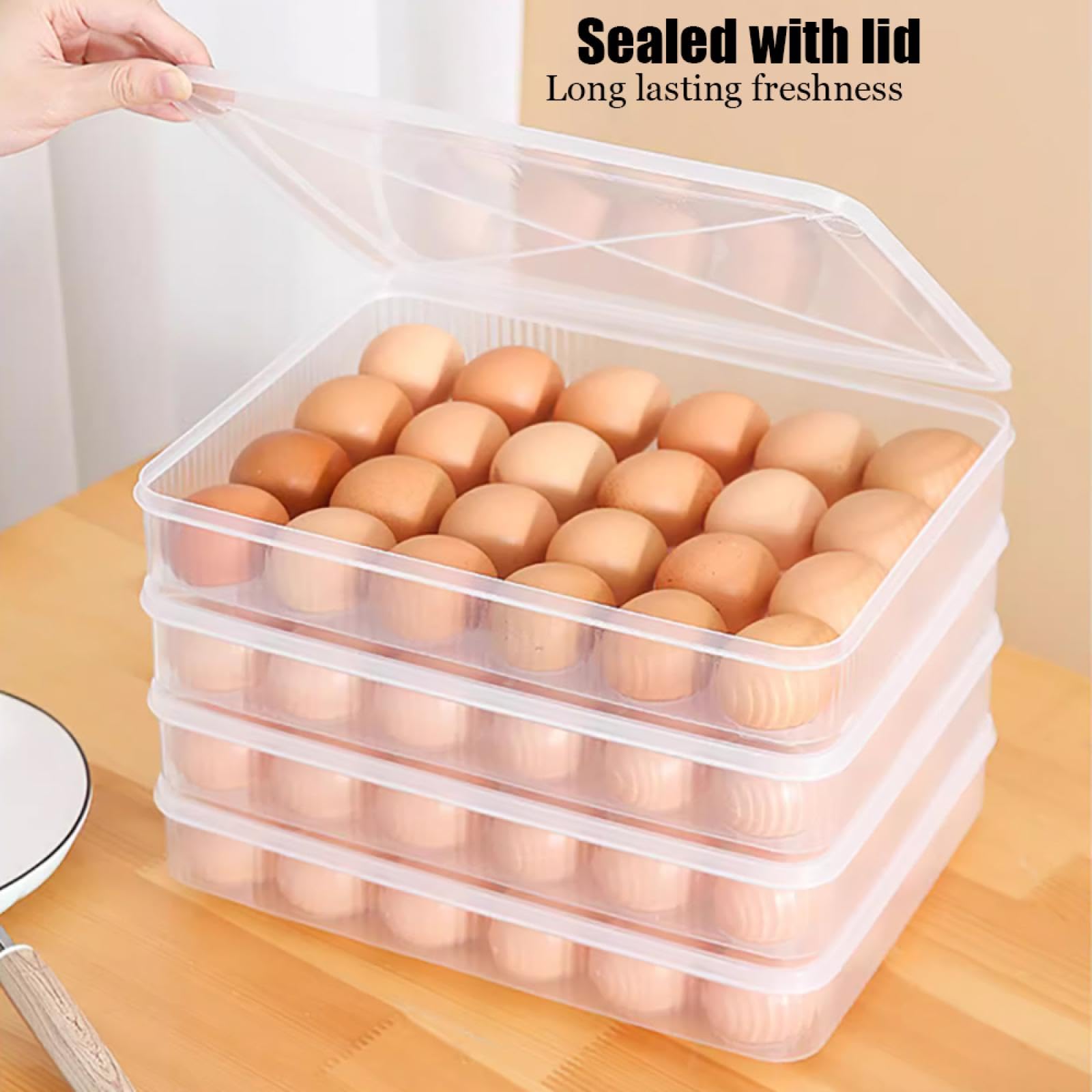 Caja de Almacenamiento de Huevos de Cuatro Capas,Soporte para Huevos para refrigerador,Almacenamiento de Huevos para encimera,Organizador de Huevos,Dispensador de Huevos para refrigerador