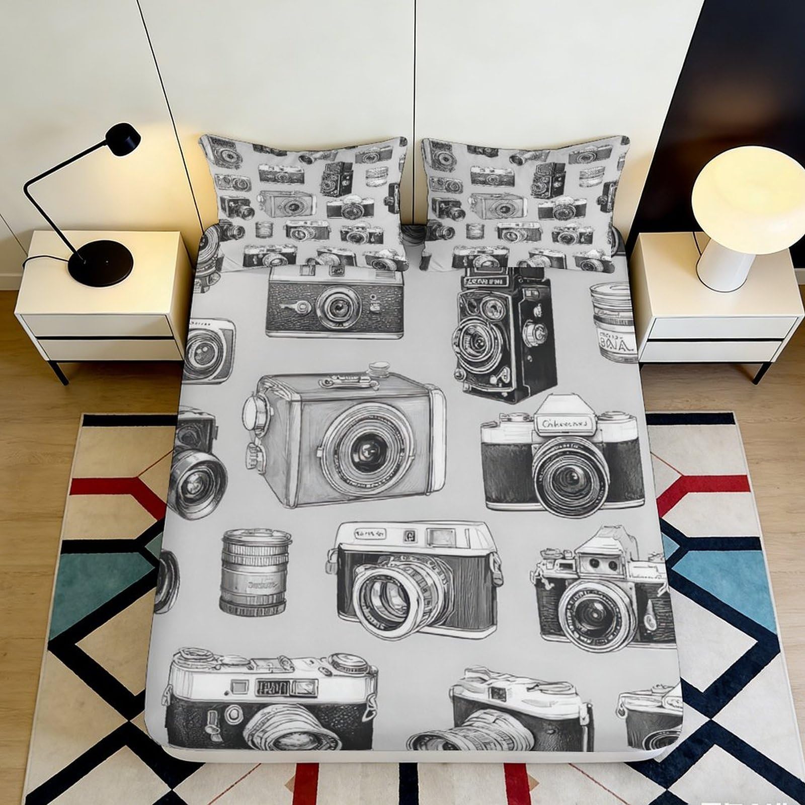 3D Printed Donkey Floral Fitted Sheet Microfiber Deep Pocket Non-Slip Full Wrap Flower Mattress Fitted Cover Bedding 200x200x25cm