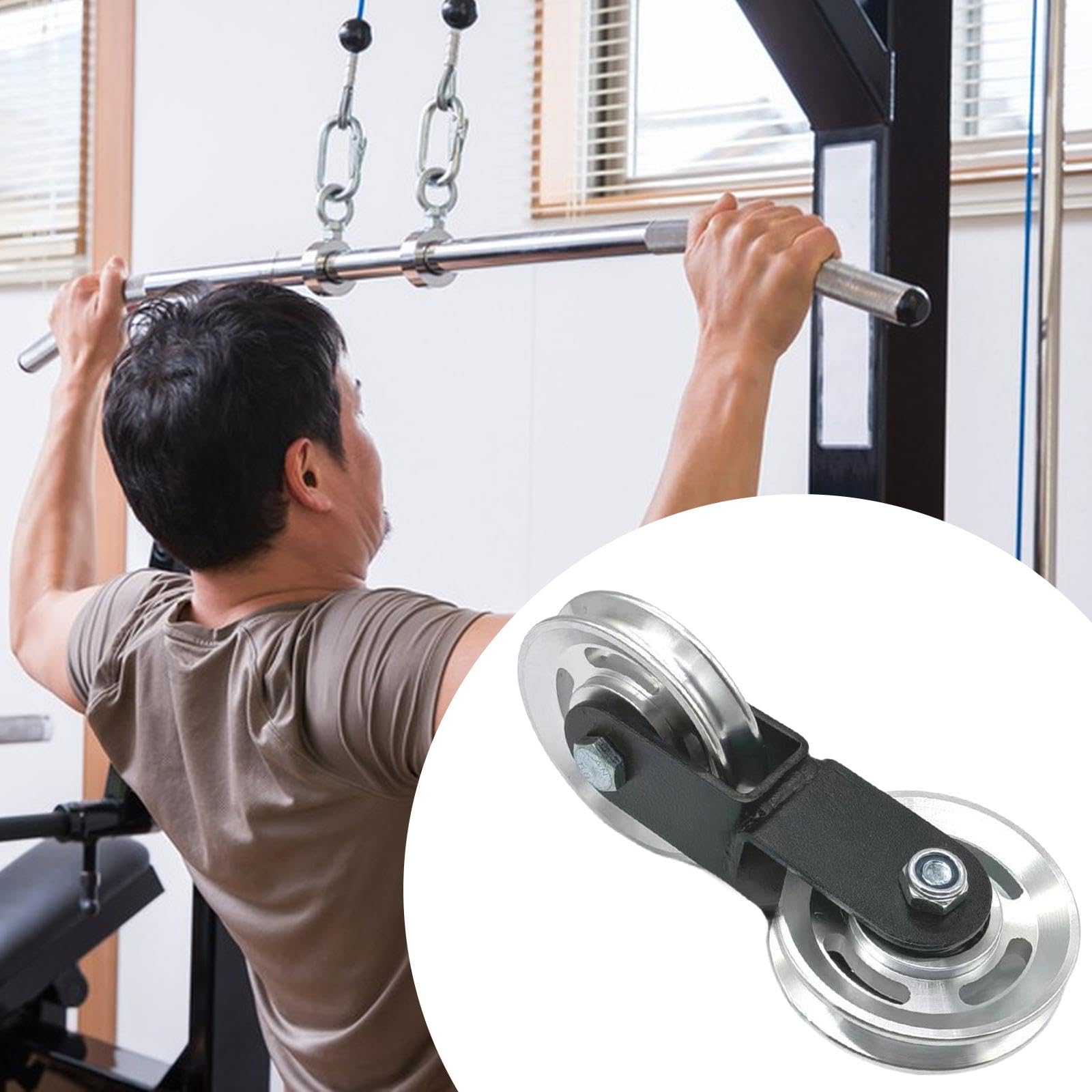 Polea de Fitness con Bloque de Doble Rueda para Cable Y Componente Metálico de Equipo de Musculación con Estructura Ligera Adecuado para Construir Má, Polea Transversal de