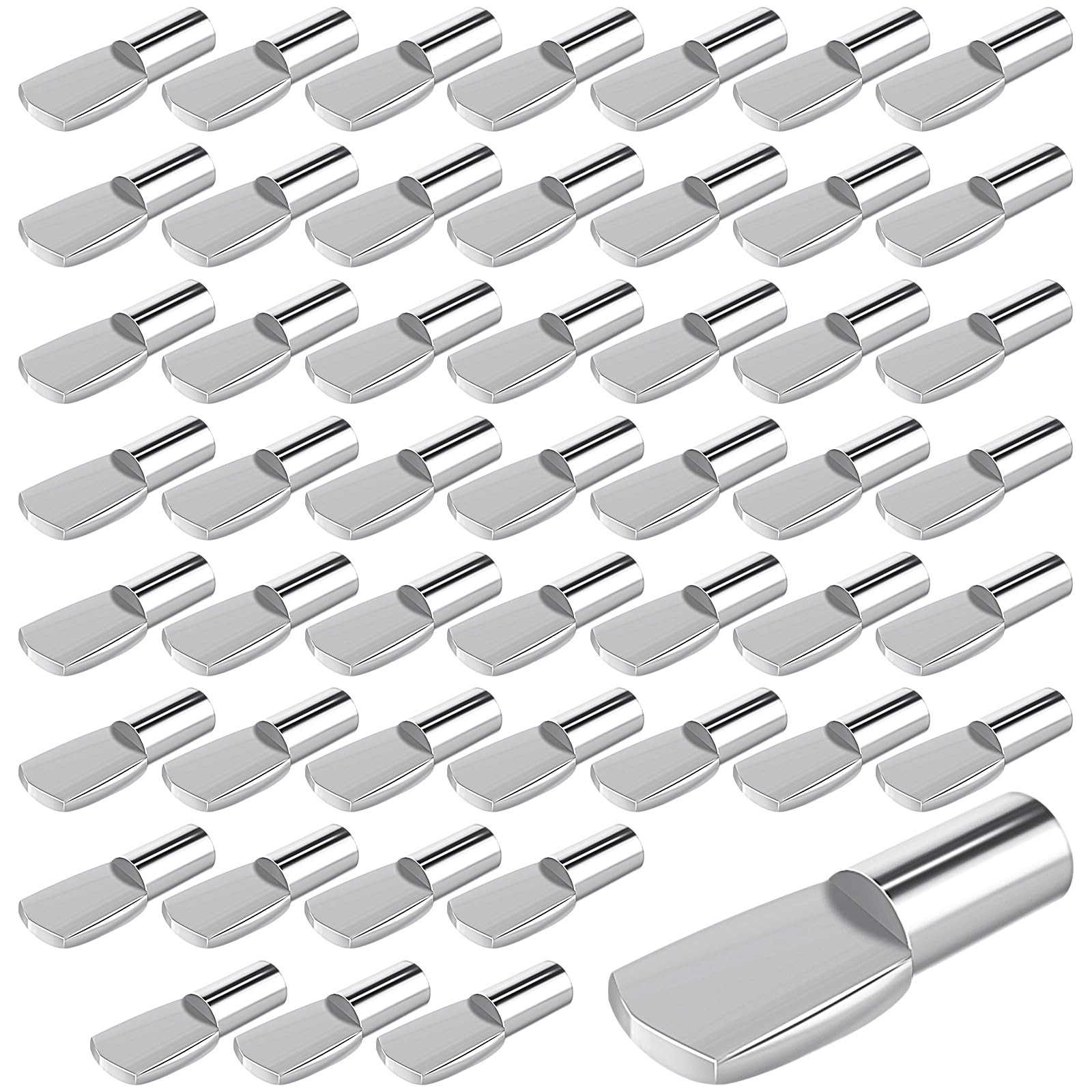 50Pcs Metal Shelf Support Pegs, 5mm Shelf Pins, Metal Cabinet Shelf Pegs, Diameter 5mm for Cabinet Shelves Support Clips, Spoon Shape Plated for Bookshelf Furniture Adjustable Holder