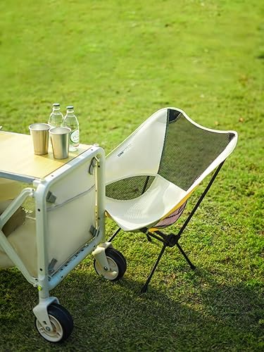 Miniatura 2 de ONEFOREST Silla de camping, silla portátil plegable para mochilero para campamento de playa, senderismo, deportes al aire libre, color beige