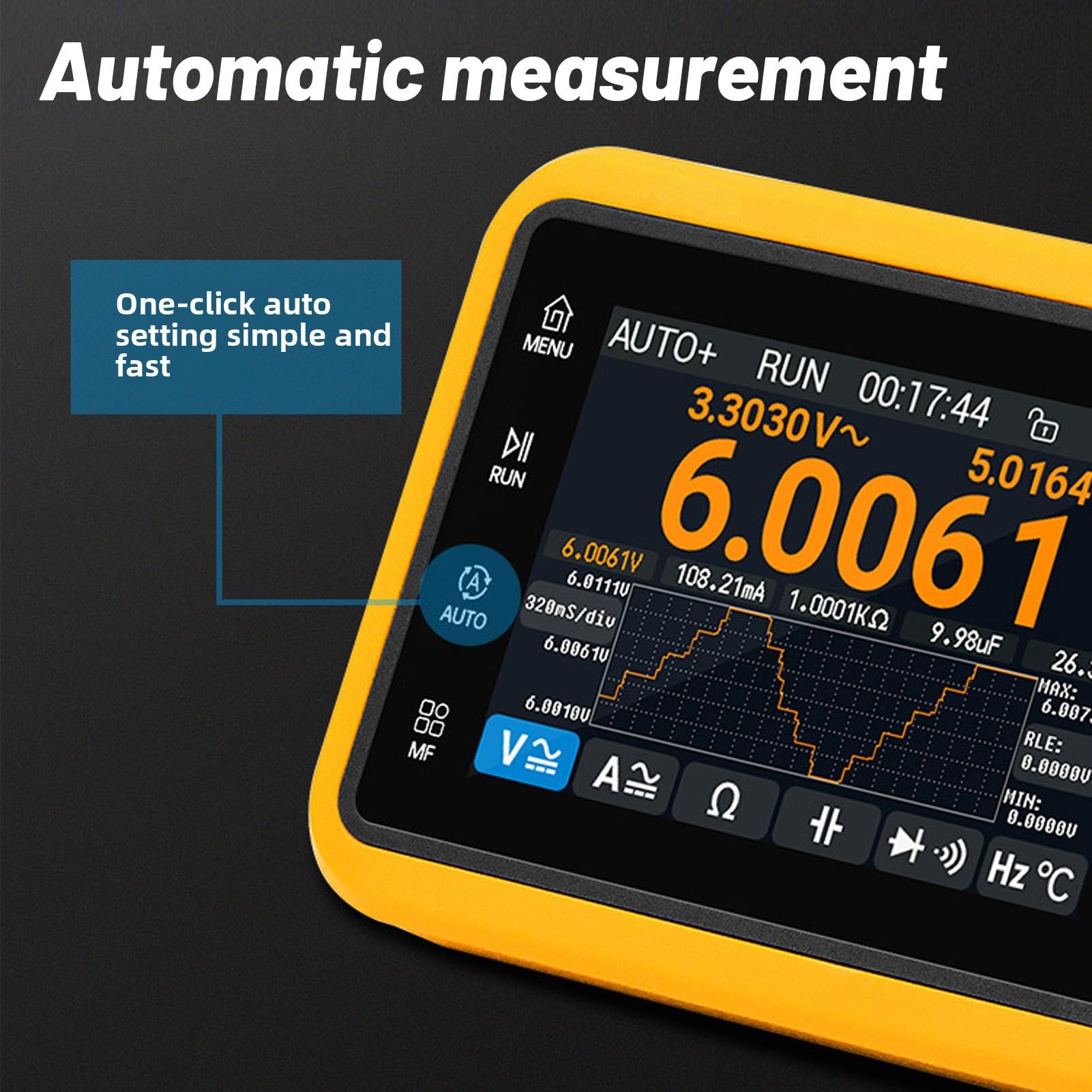 Eujgoov 4-1/2 Ziffern Digitaler Multimeter-Oszilloskop-Signalgenerator 3 in 1 Handheld-Gerät mit 3, 5-Zoll-Voll-Touchs-Bildschirm für Elektrische Tests