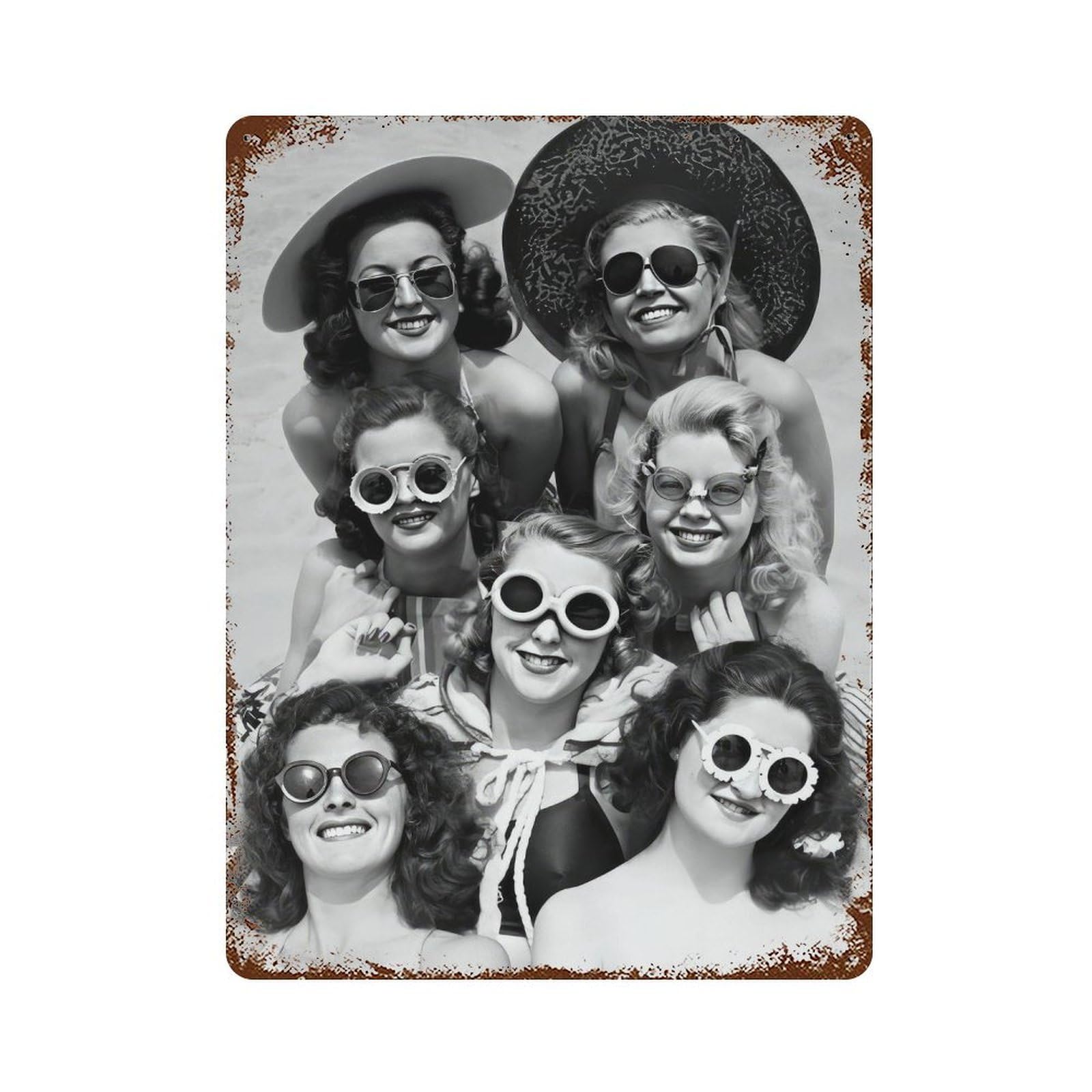 xiaoxiaoshen 1950s Beach Girls Print Wall Decor Art Metal Tin Poster Modern Home Decor Art Home Bar Shop Decorations Vintage Sign 40x30cm