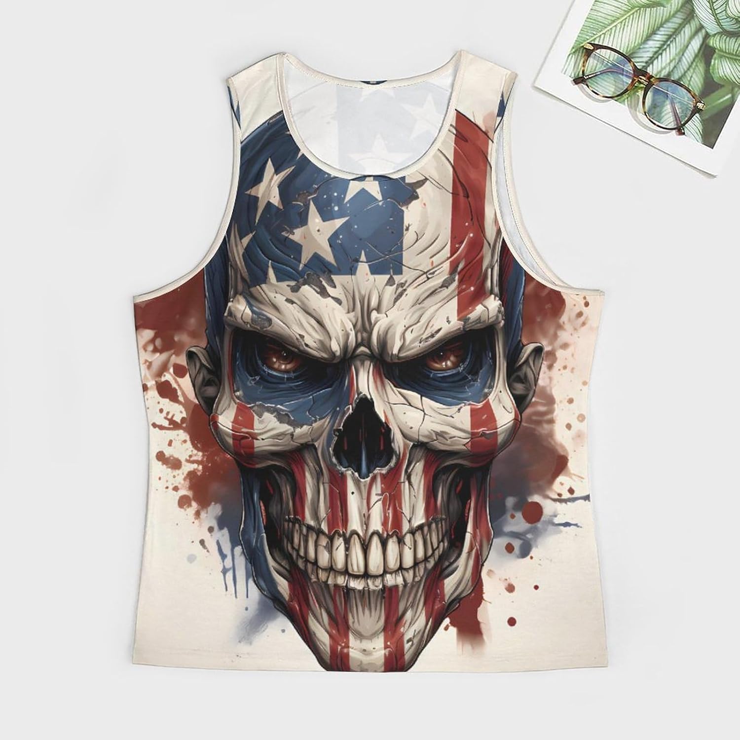 ZOCANIA Men's Graphic Tank Tops Novelty Skull 3D Print Muscle Casual Sleeveless T-Shirt Summer Cool Crew Neck Tees