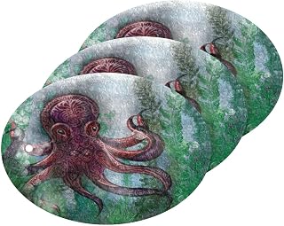Underwater Octopus Kitchen Sponges Marine Sea Nature Cleaning Dish Sponges Non-Scratch Natural Scrubber Sponge for Kitchen Bathroom Cars, pack of 3