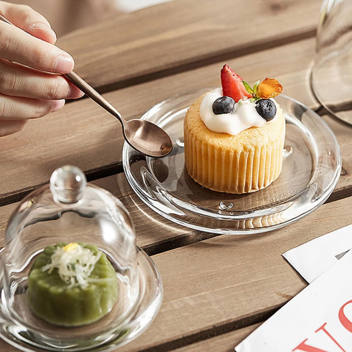 VICASKY Abgedeckte Kuchenplatte aus Glas 2 Stück für Torten und Dessert