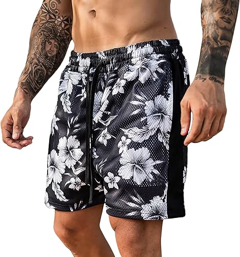 MECH-ENG Men's Paisley Shorts Retro Graphic Athletic Running Mesh Lightweight Beach Summer Shorts