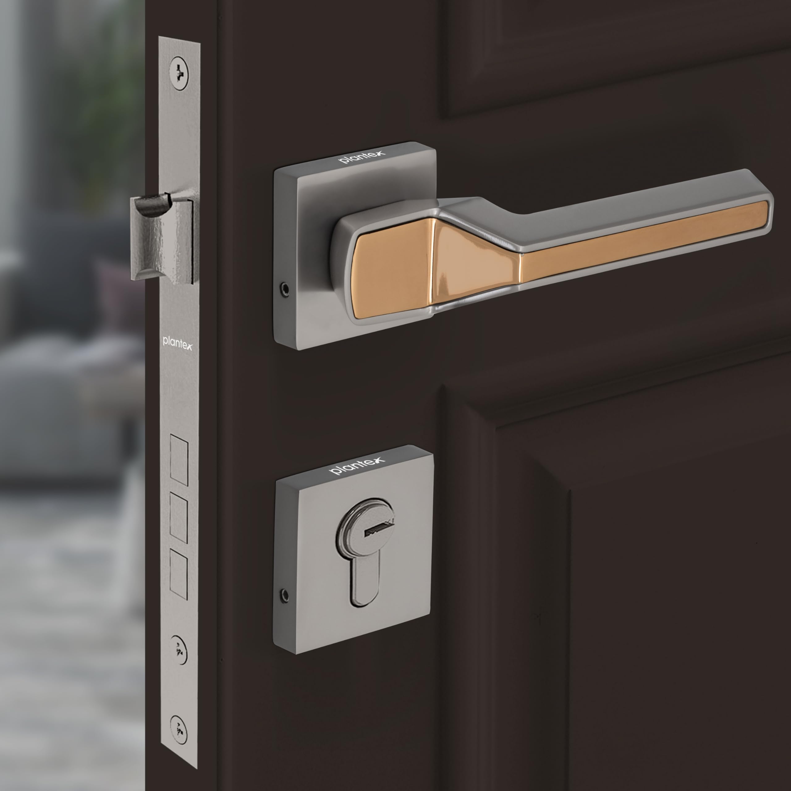 Plantex Premium Door Lock with 3 Years of Warranty/Main Door Lock for Home/Mortise Locks for Doors (PT-008- Rose Gold and Satin Black) discount deal