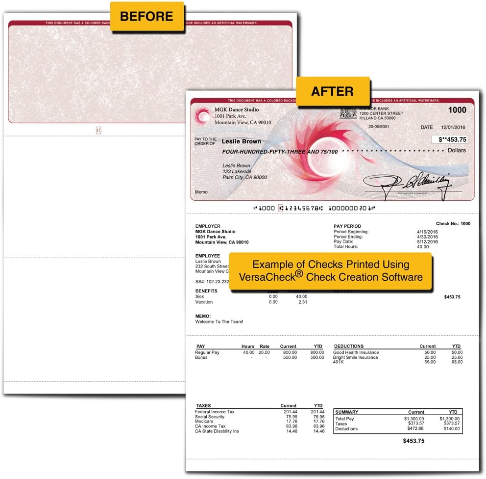 VersaCheck ValueChex - 500 Blank Business Voucher Checks - Blue Classic - 500 Sheets Form #1000 - Check on Top : Office Products
