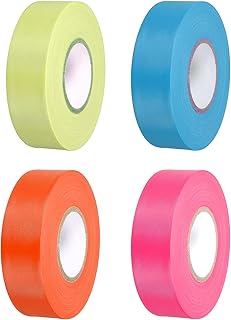 PATIKIL Cinta de señalización 0.8" x197', Paquete de 4 rollos de cinta de marcaje de PVC no adhesiva para límites de levantamiento de árboles, color azul, naranja, rosa, amarillo