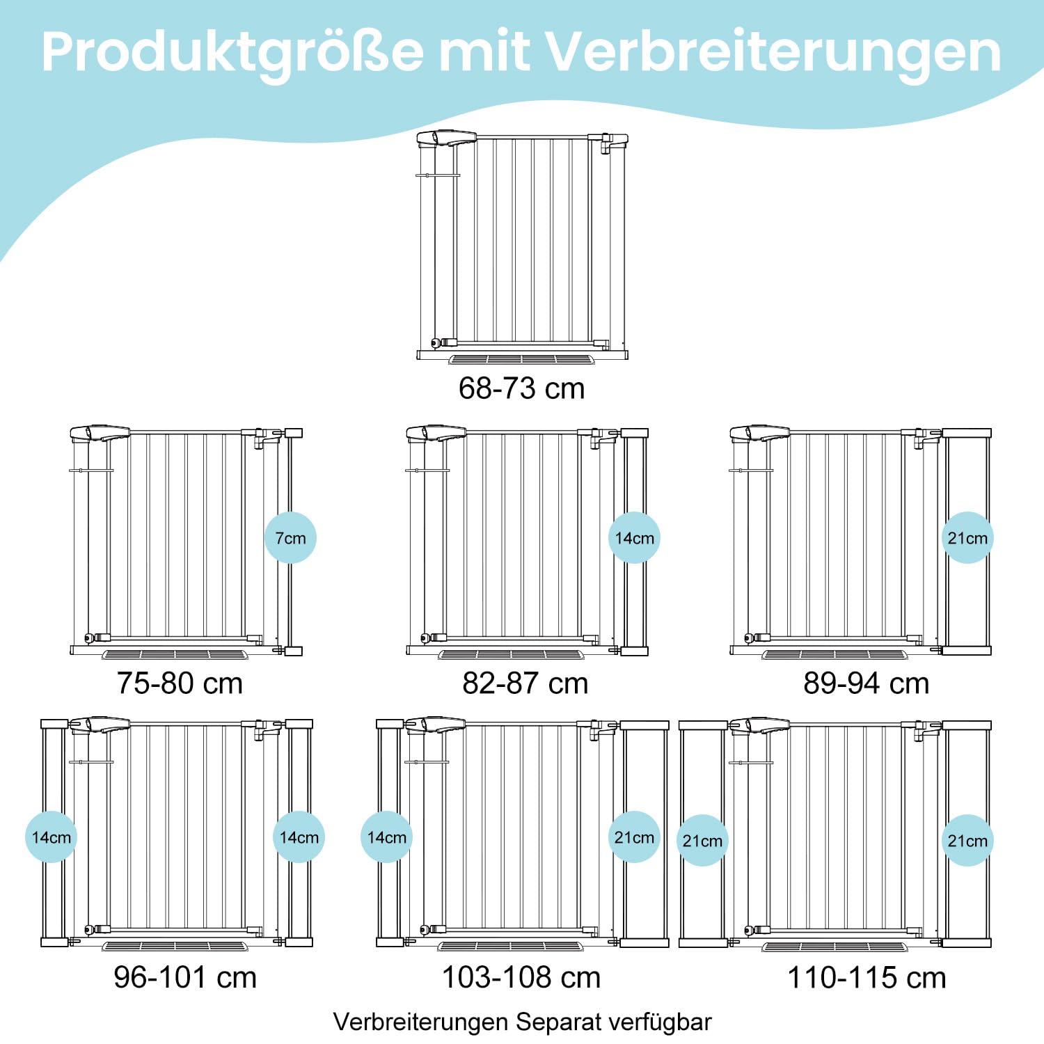 YEAUPE PRO Türschutzgitter Ohne Bohren 68-73 cm Babygitter Treppenschutzgitter beidseitig zu öffnen Selbstschließend Weiß