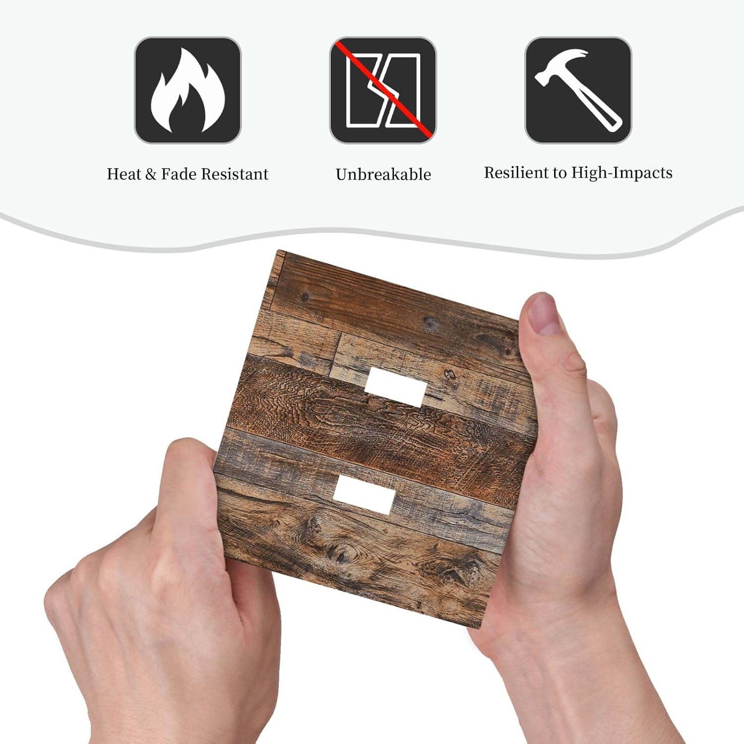 Rustic Brown Wood Grain Wall Plate Light Switch Cover Decorative 2 Gang Double Toggle Switchplate Electrical Faceplate for Bathroom Kitchen Bedroom 4.9 X 5 IN