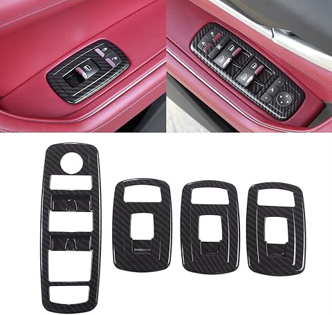 Car Door Window Glass Lift Button Panel Trim Cover Compatible with Maserati Levante 2016-2021 Ghibli 2014-2021 Front and Rear Doors Armrest Window Control Switch Decorative Frame Sticker Accessories