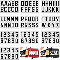 Vista 1 de 100 calcomanías reflectantes para números de buzón, autoadhesivas, reflectantes en letras mayúsculas, calcomanías de vinilo para buzón para Negro