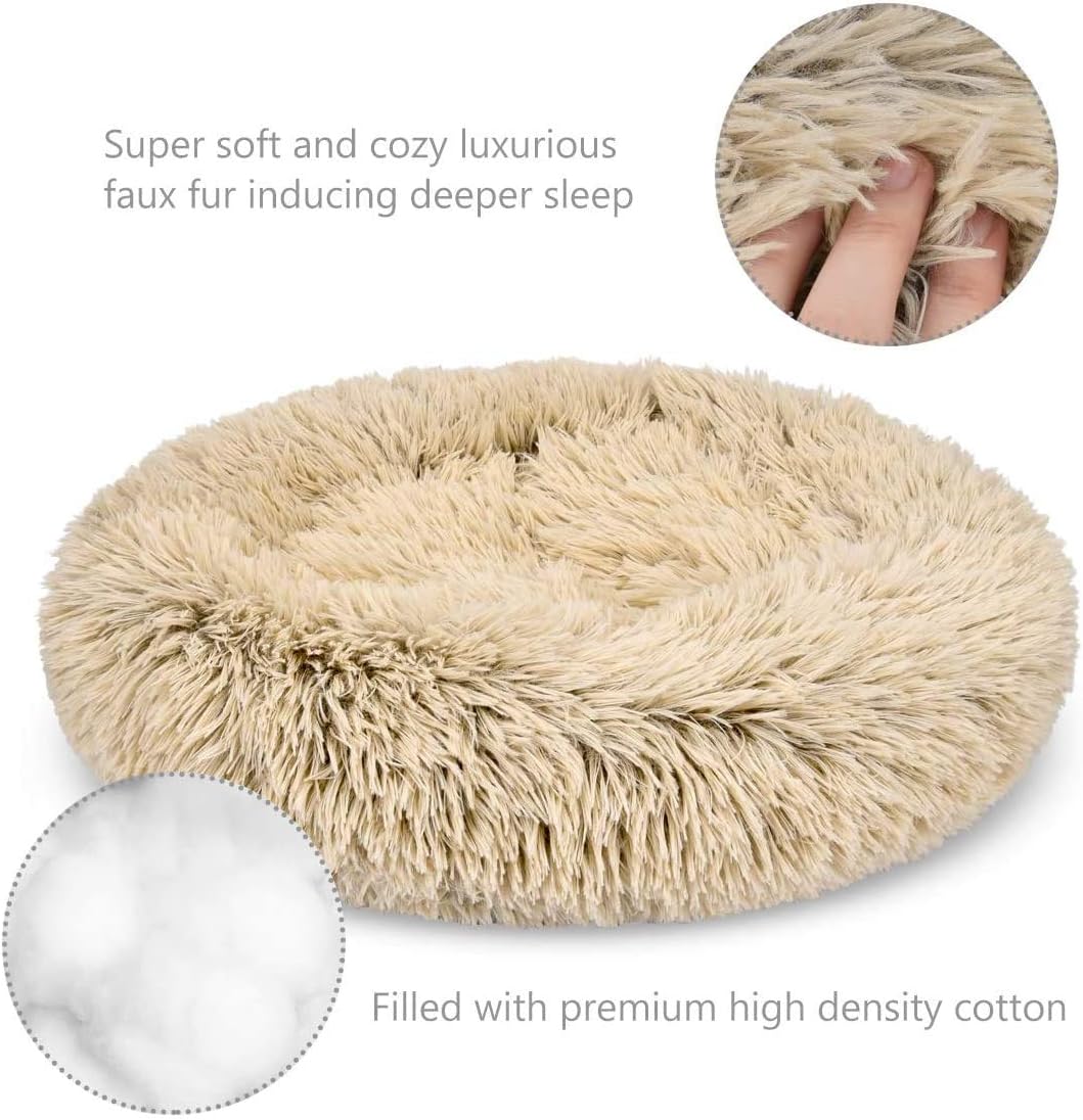 Dog bed, soft plush cat mat, non-slip machine washable self-warming kennel to improve pet's sleep 4XLD diameter 120cm gradient pink